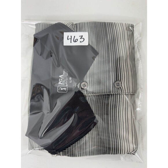 PGA TOUR Polo Shirt Gray White Golf Performance Stretch Comfort Mens Size Large - Picture 11 of 11